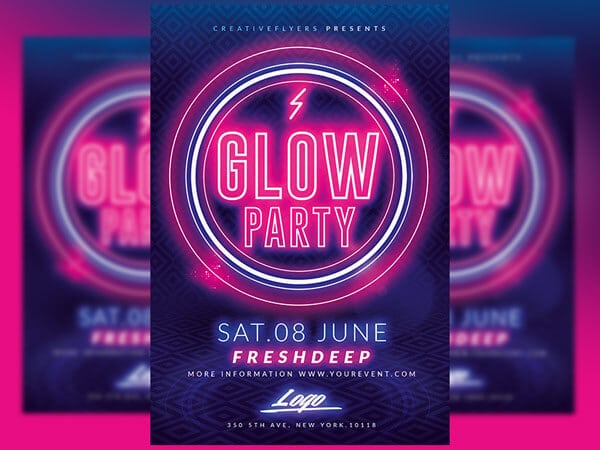 Glow Party Flyer Template For Photoshop - CreativeFlyers