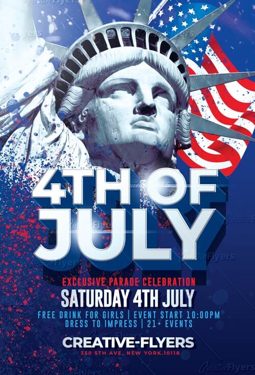 Best 4th Of July PSD Flyer Template CreativeFlyers
