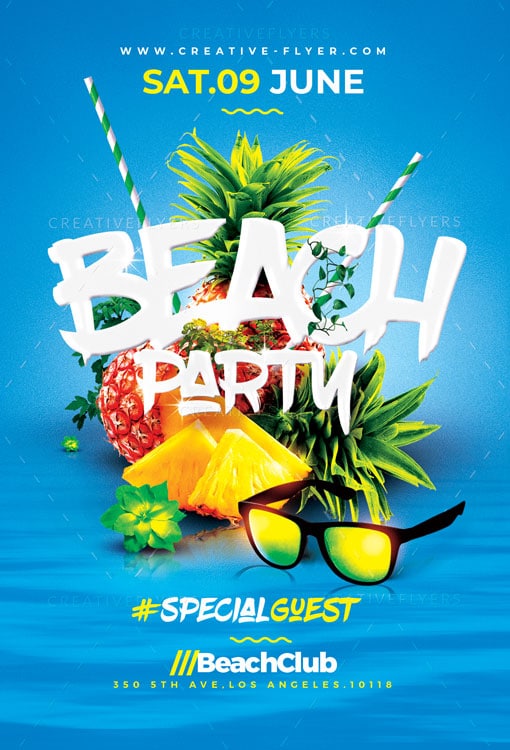 Amazing Beach Party Flyer Psd Template Creativeflyers