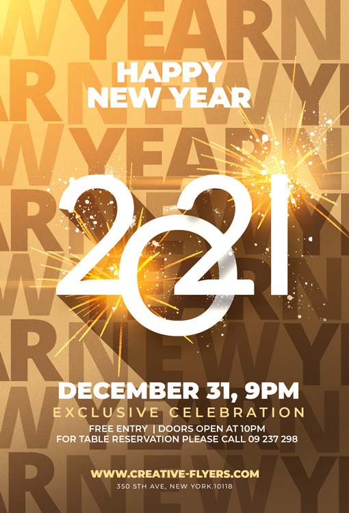 Happy New Year Flyer Template PSD - Creative Flyers