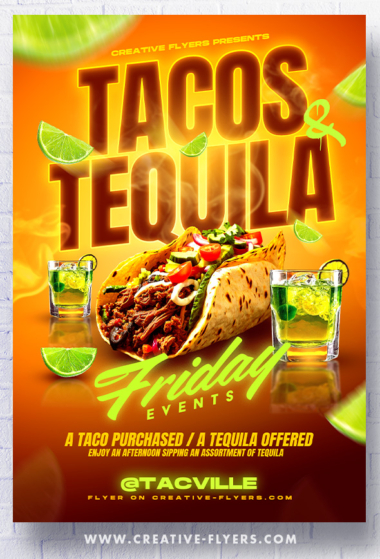 Tacos & Tequila Party Flyer