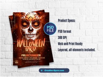 Halloween Poster with Catrina Mask